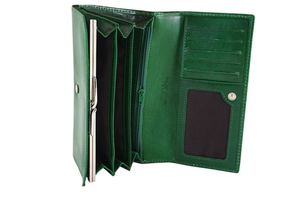 Skórzany portfel damski - Barberini's - Brązowy ciemny