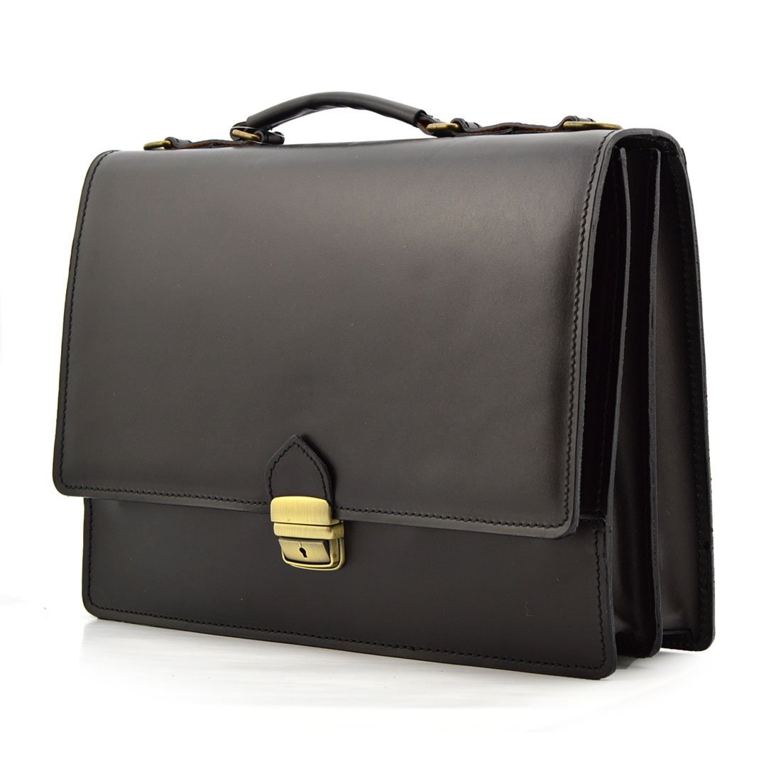 Vera Pelle aktówka skóra naturalna teczka na dokumenty 2 komory pasek