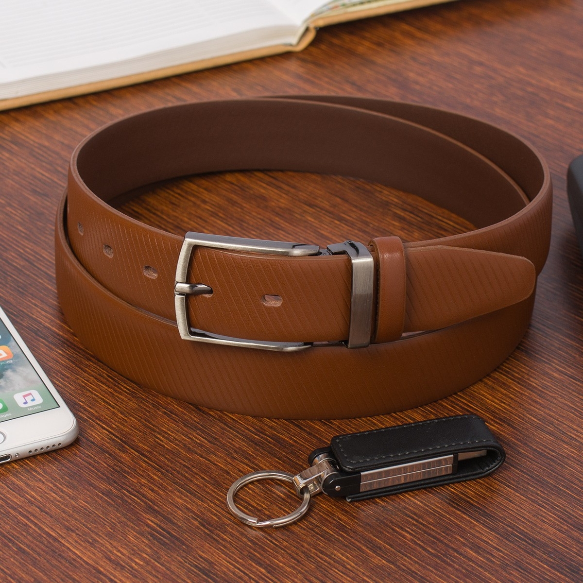 Pasek męski skórzany premium 3,5 cm skóra licowa Beltimore brązowy E41 : Kolory - brązowy, beżowy, Rozmiar pasków - r.125-140 cm