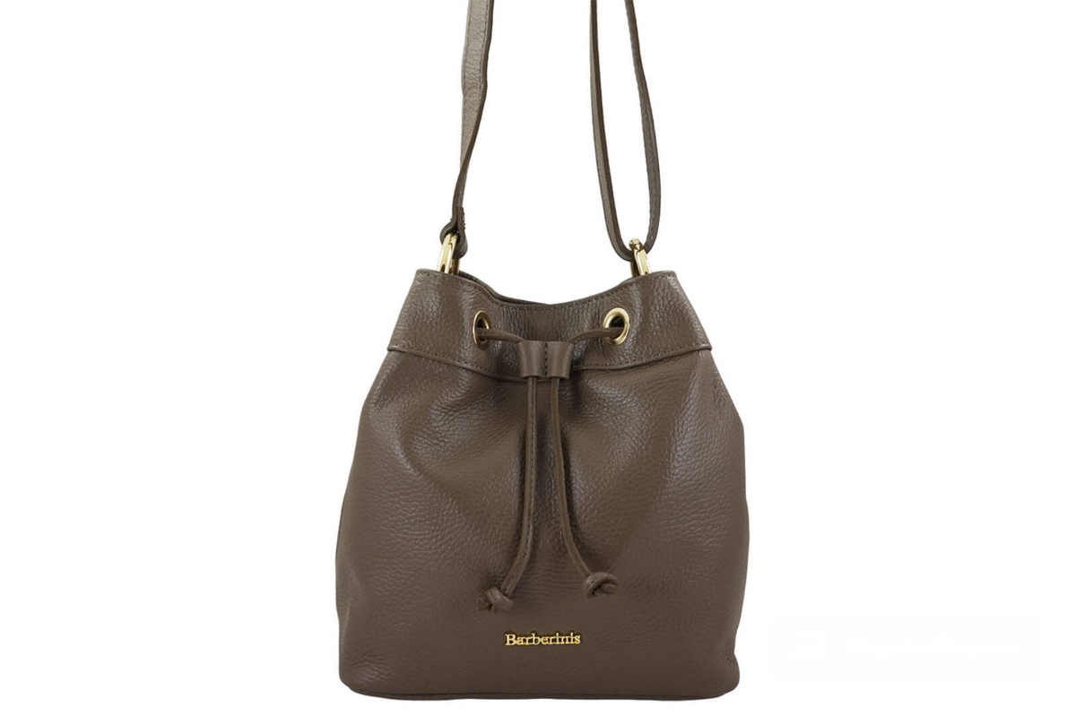 Torebka skórzana / mini worek - Beżowa ciemna