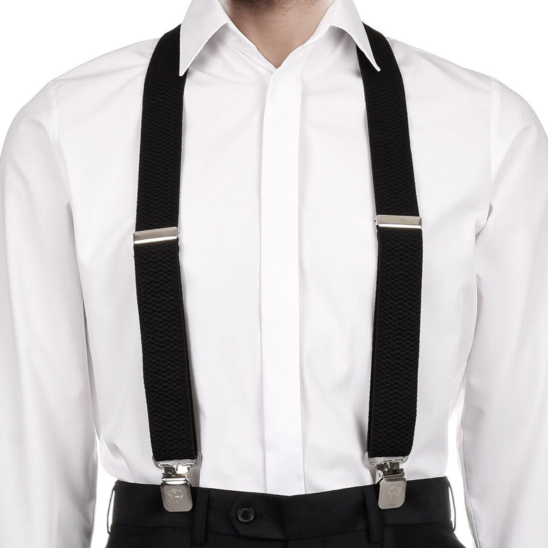 Zestaw męski skórzany portfel pionowy szelki X czarne Beltimore U53