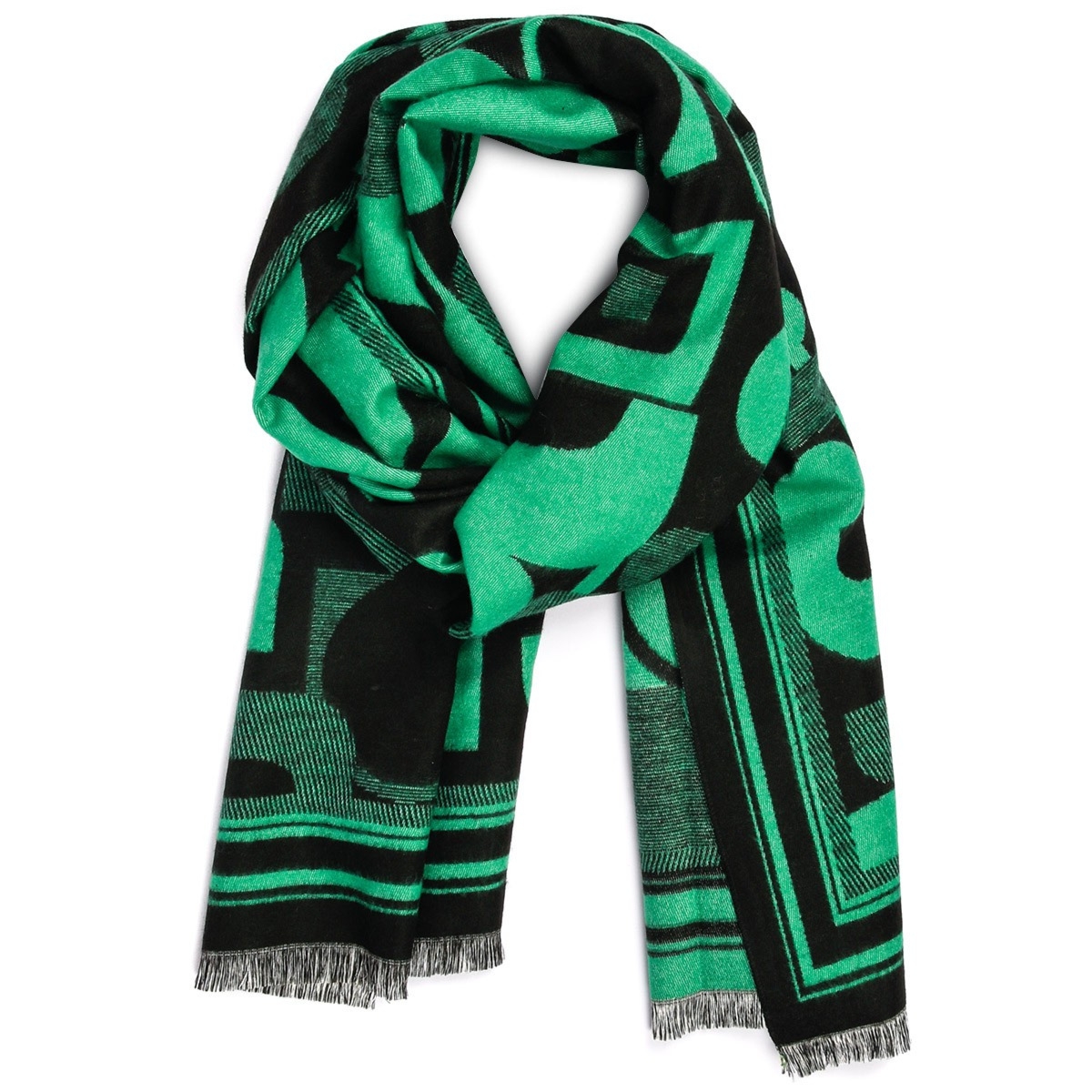 Zielony Szalik damski duży bawełniany niepowtarzalny szal XA-10-3