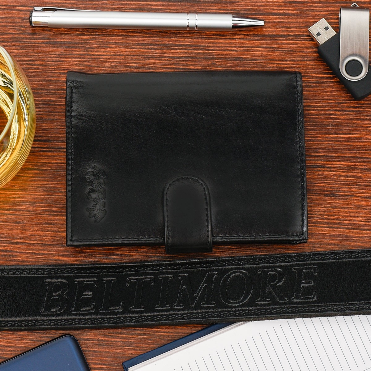 Zestaw męski skórzany premium Beltimore portfel pasek U17