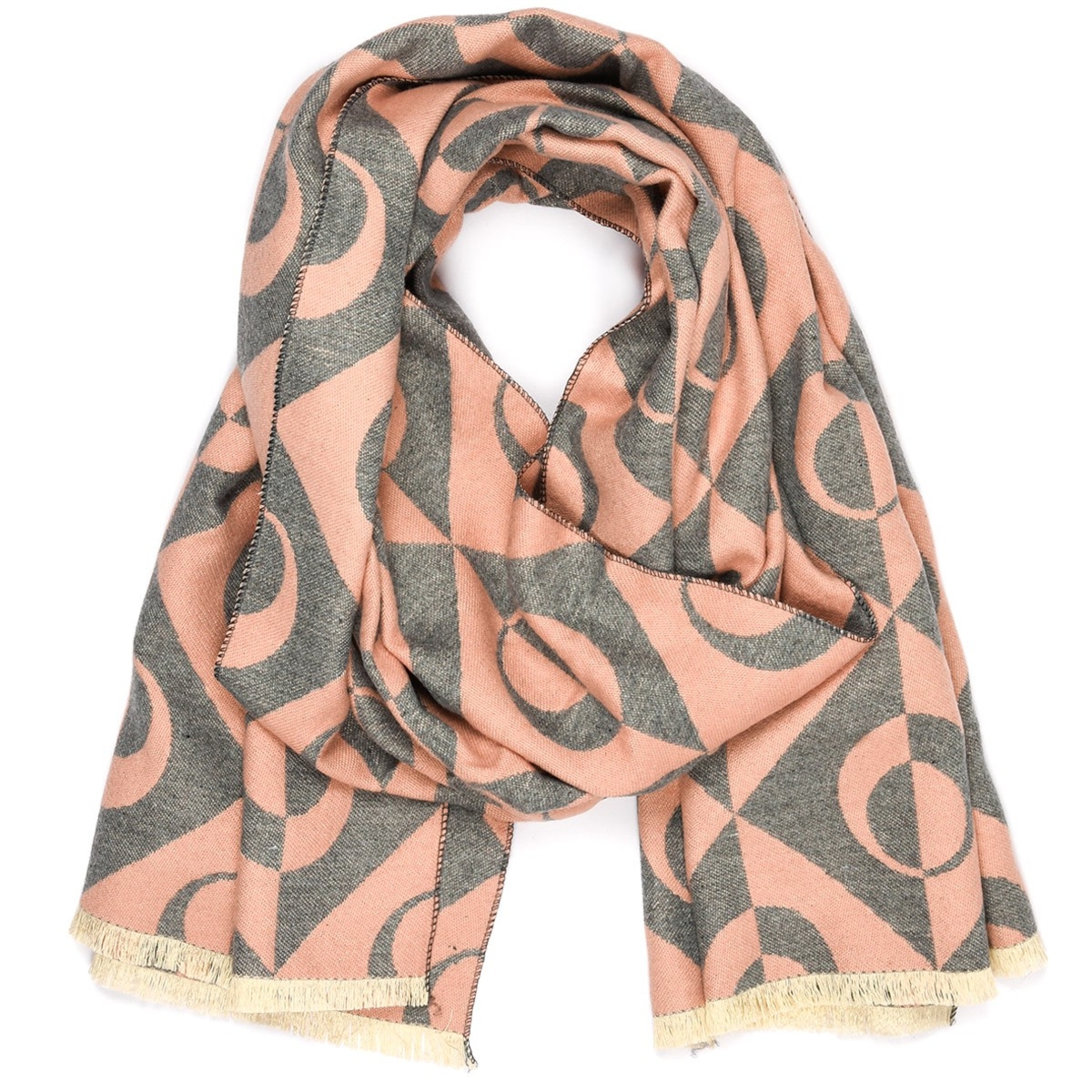 Jasny różowy Duży Szalik Damski bawełniany ciepły szal jesień RE-68