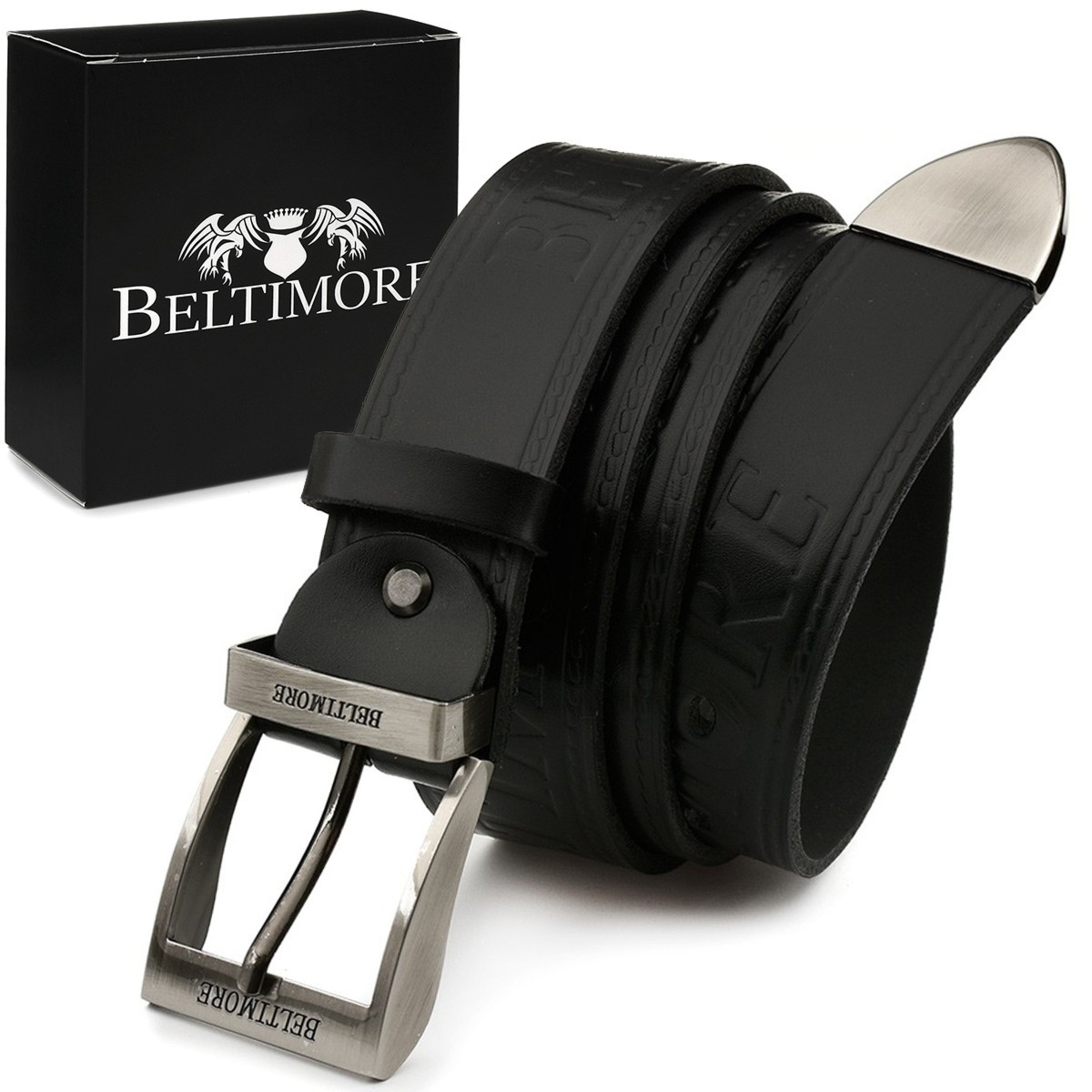 Camelowy Beltimore skórzany pasek do spodni klasyczny licowy W87 : Kolory - brązowy, beżowy, Rozmiar pasków - r.100-115 cm