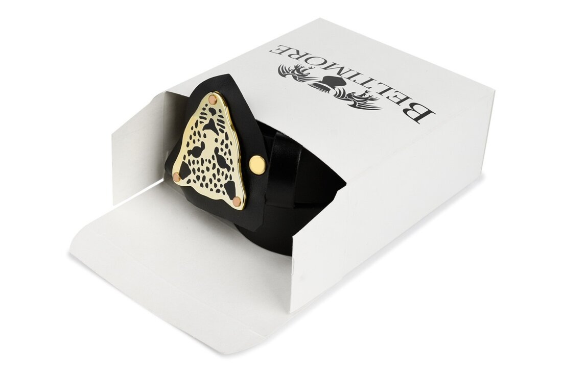 Beltimore skórzany damski pasek do spodni 2,3 cm czarny A94 : Kolory - czarny, Rozmiar pasków - r.105-120 cm