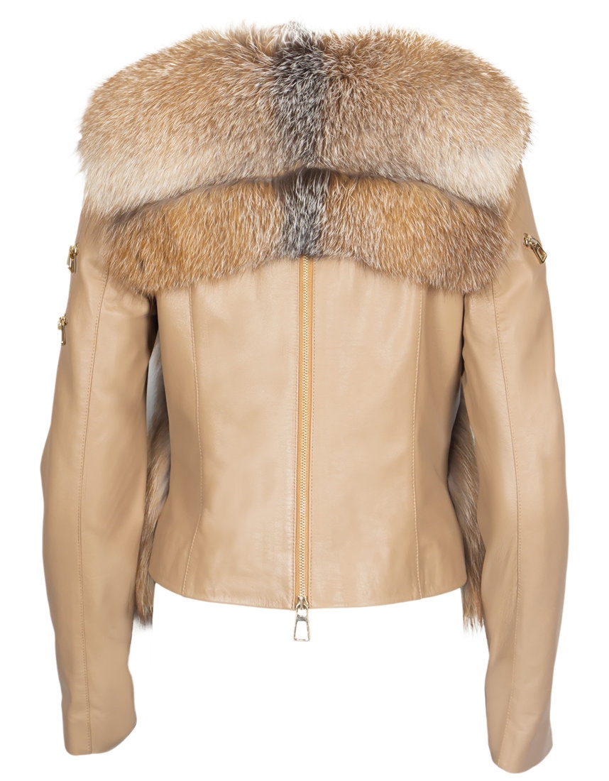 Ciepła Kurtka Futerko z lisa damskie z zamkami na rękawach Bukowski