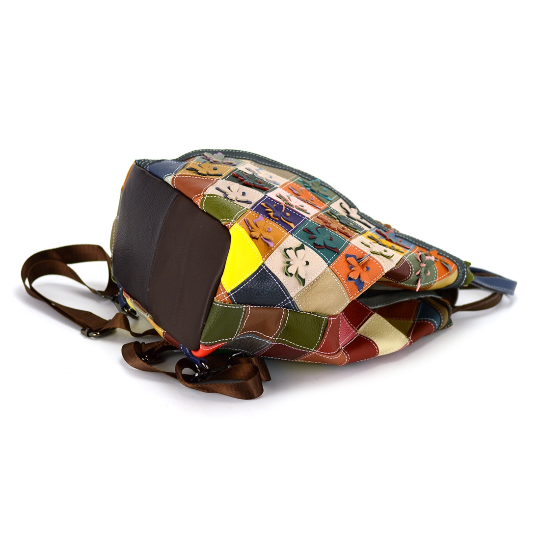 Skórzany pojemny damski torebka i plecak w mozaikę