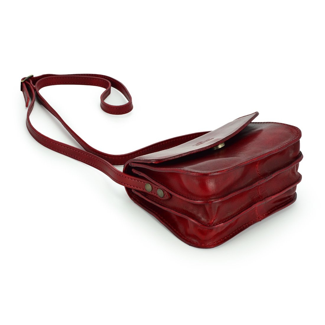 Vera Pelle damska listonoszka skórzana organizer 3 komory torebka na ramię