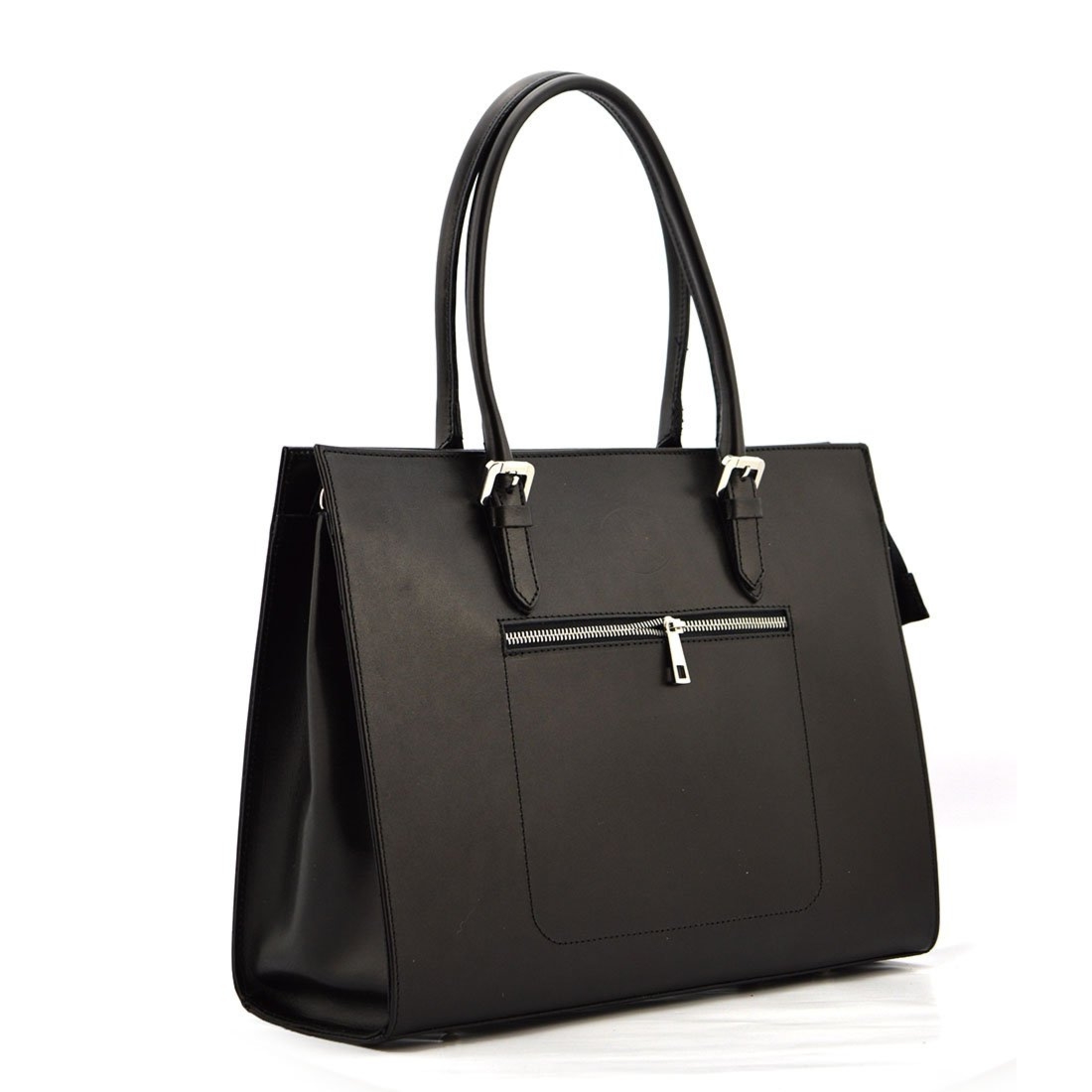 Vera Pelle damski kuferek skóra naturalna torebka do ręki duża kieszenie