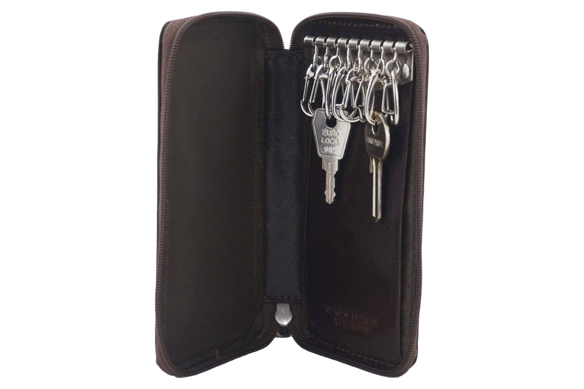 Skórzane etui na klucze - Brązowe ciemne