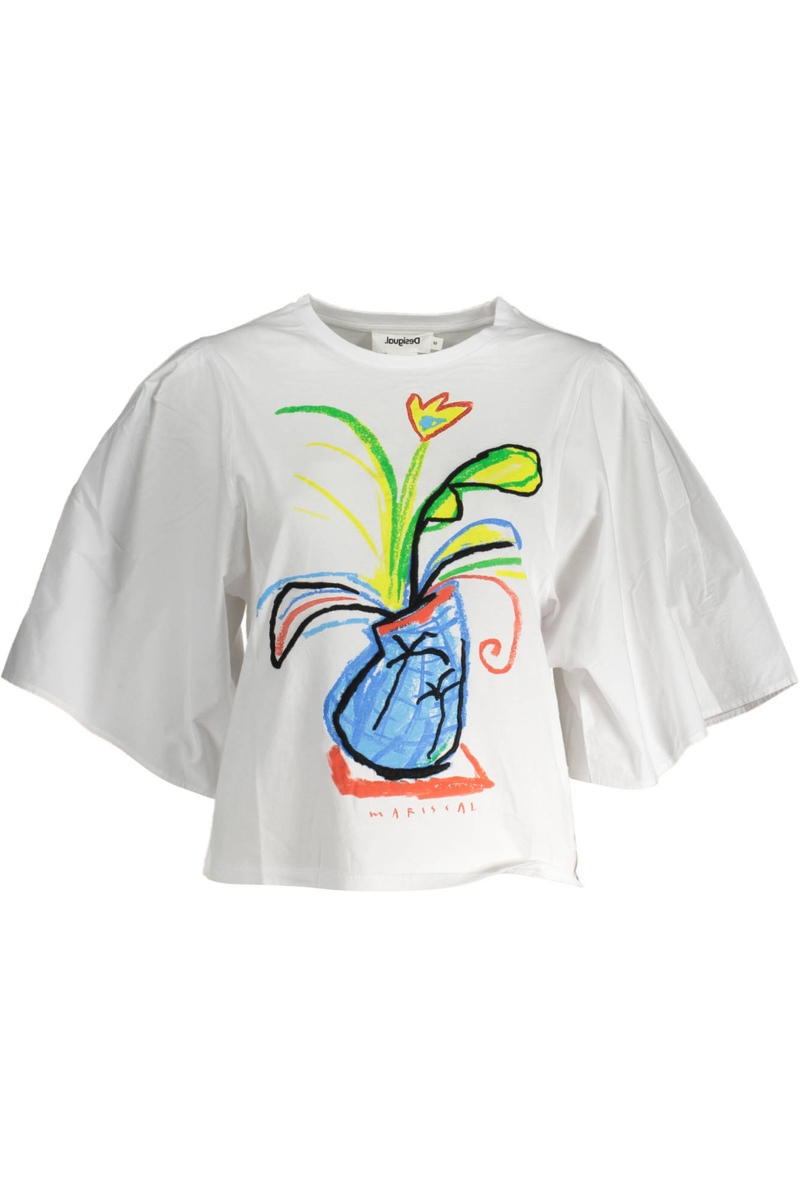 DESIGUAL DAMSKI T-SHIRT Z KRÓTKIM RĘKAWEM, BIAŁY
