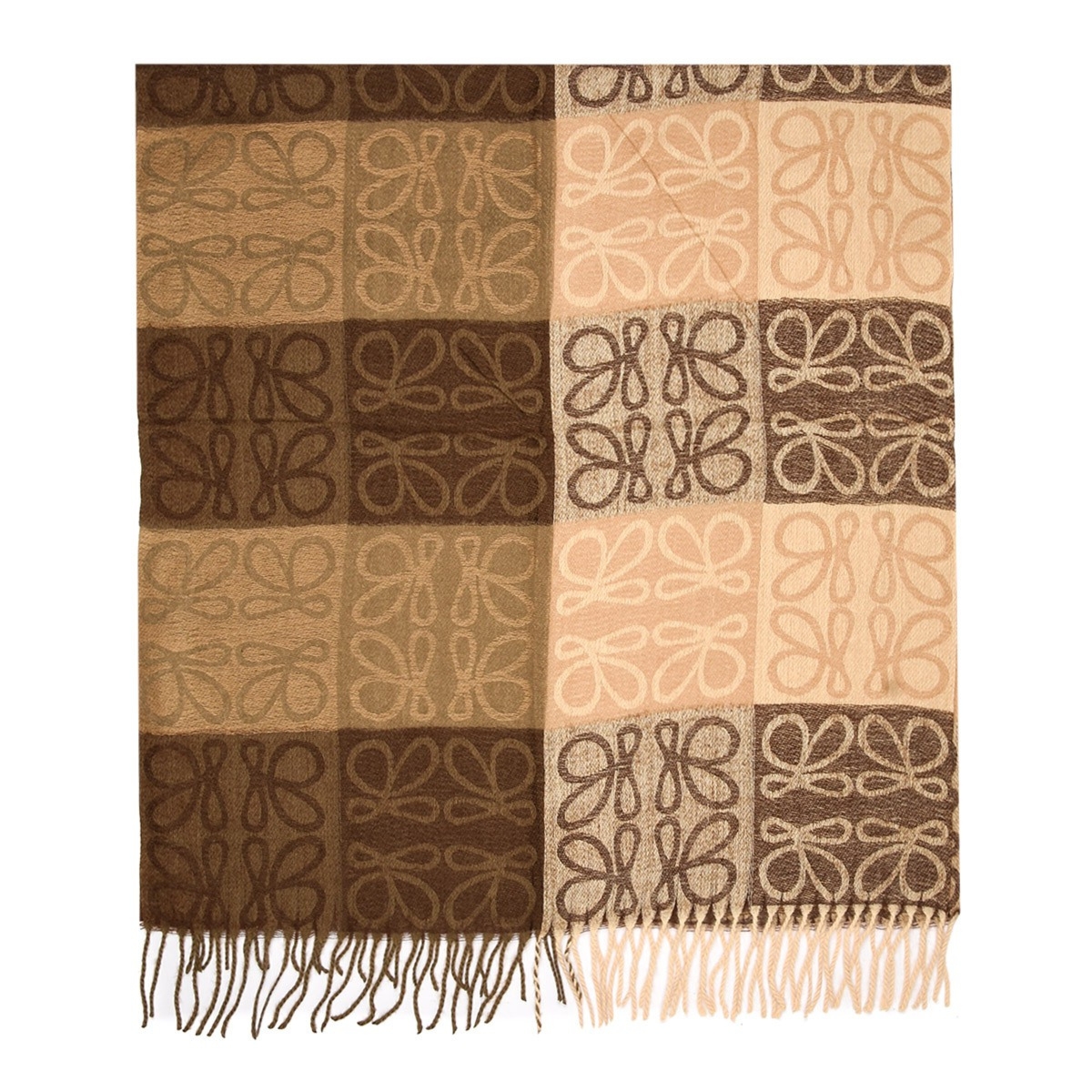 Beżowy Duży Szalik Damski bawełniany ciepły chusta na szyję RE-73