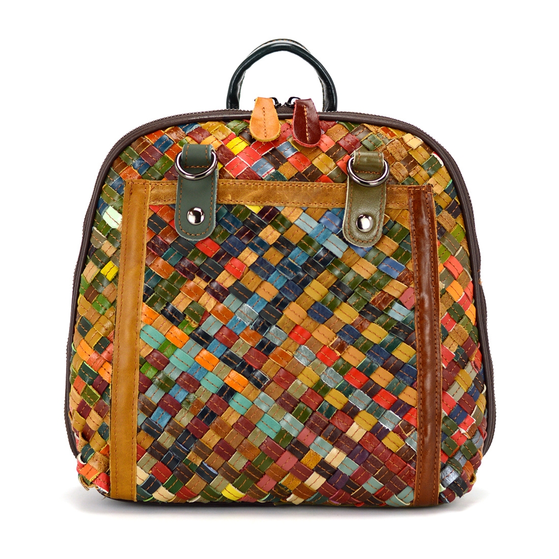 Magic Bags plecak damski duży skóra naturalna kolorowa mozaika miejski