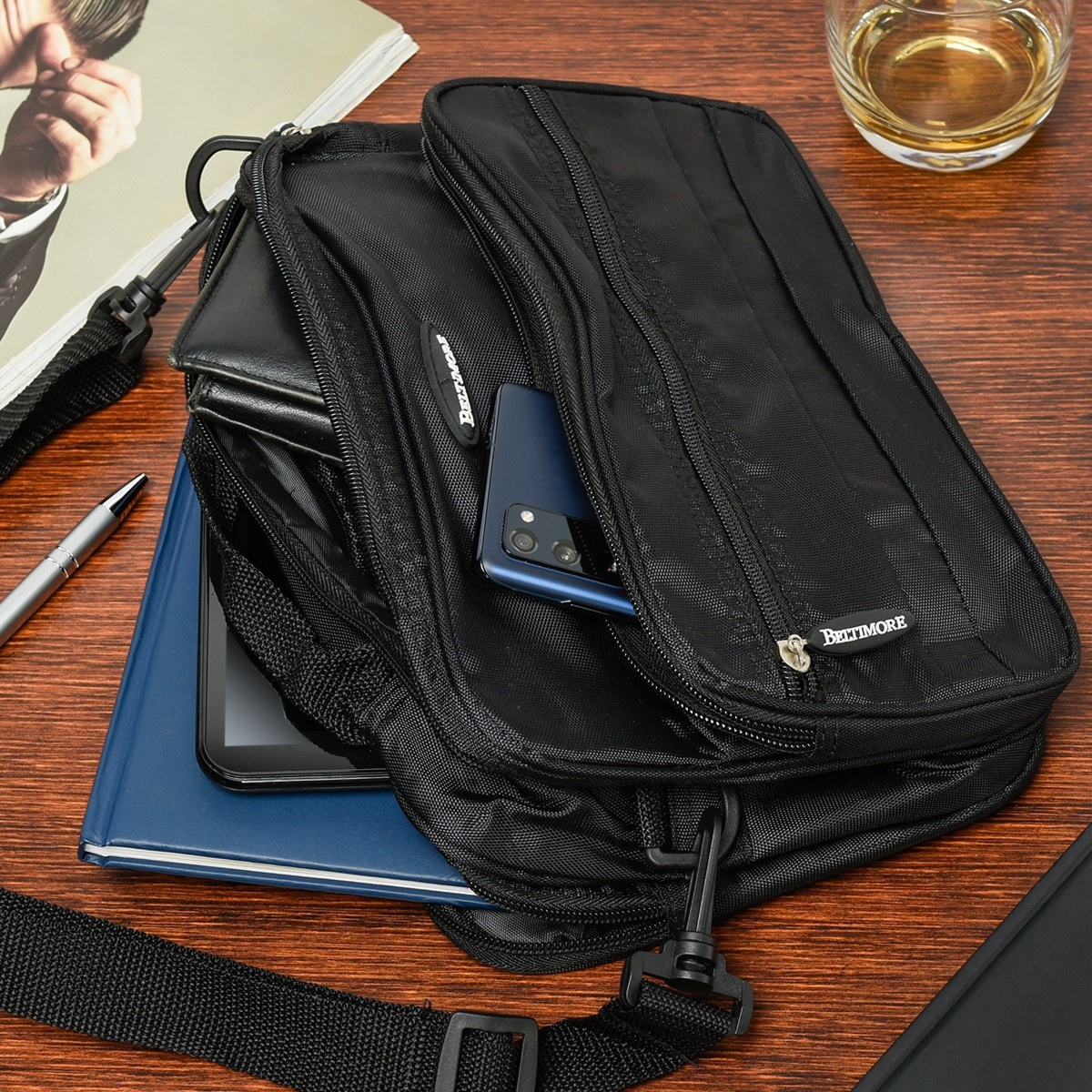 Męska torba na ramię do pracy pakowna czarna Beltimore R30