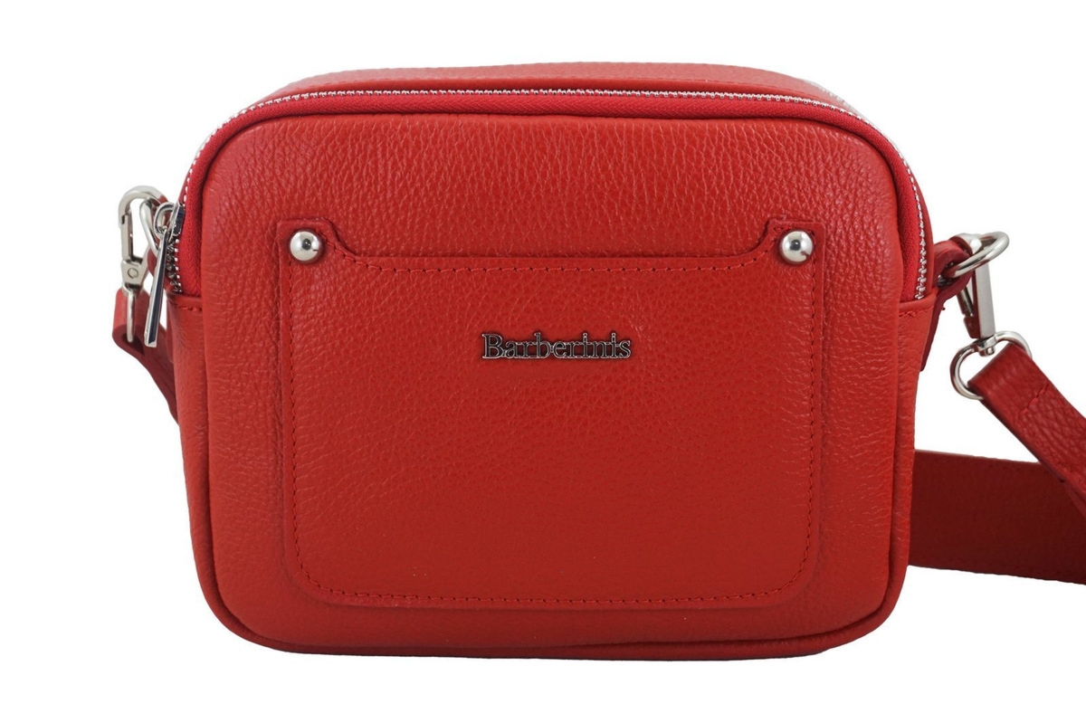 Listonoszka damska na szerokim pasku skórzana - Czerwona