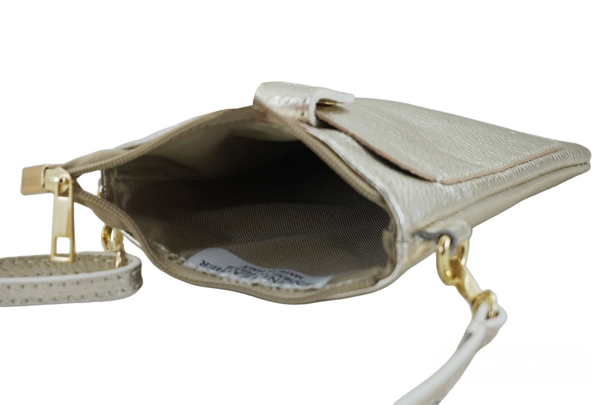 Mini torebka / etui ze skóry metalizowanej - Złota