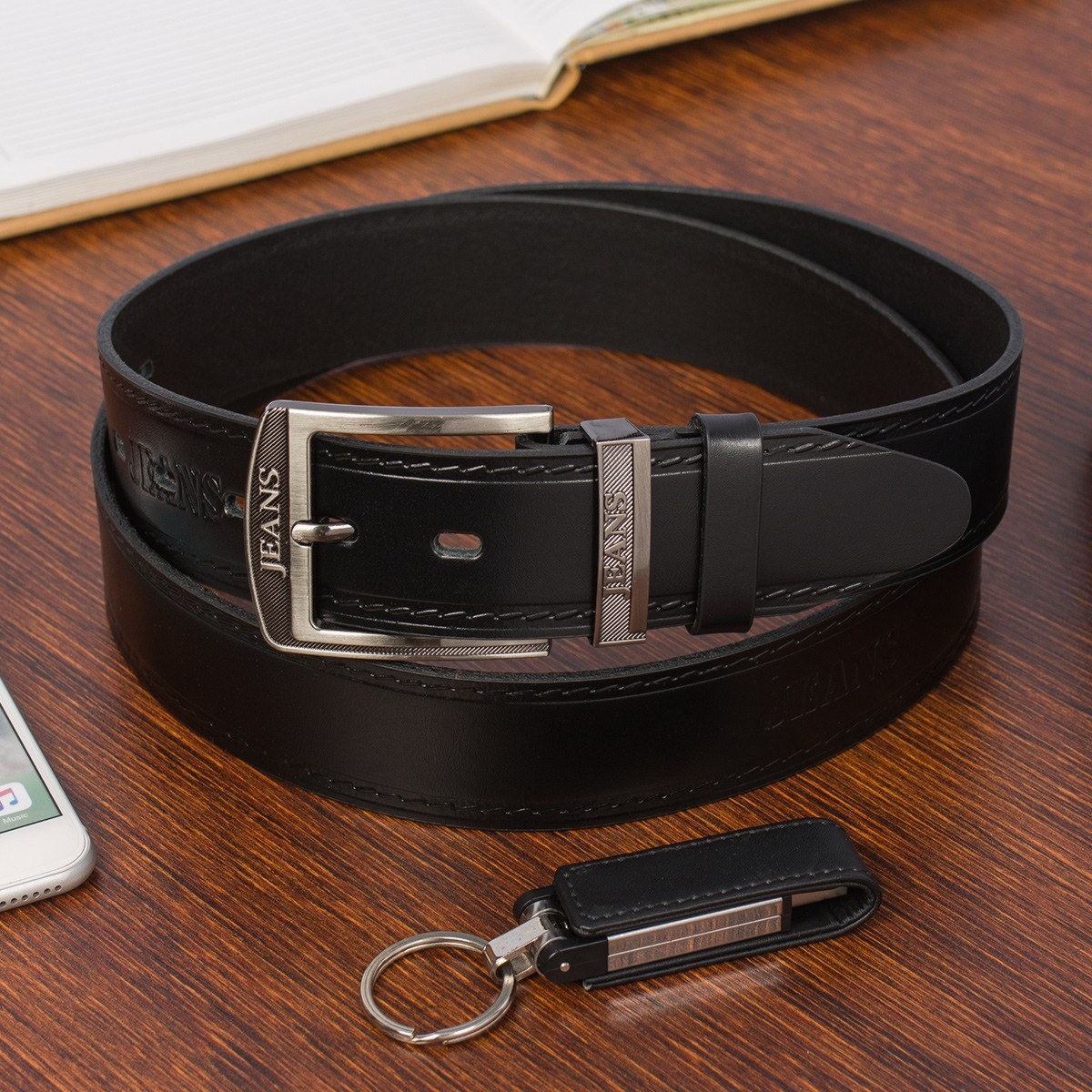 Pasek męski skórzany premium szeroki 4cm klasyczny czarny Beltimore Jeans E01 : Kolory - czarny, Rozmiar pasków - r.90-105 cm