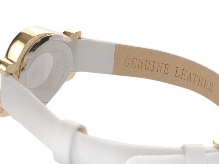 Zegarek prezent komunijny biały pasek skórzany koperta w serce Perfect D46