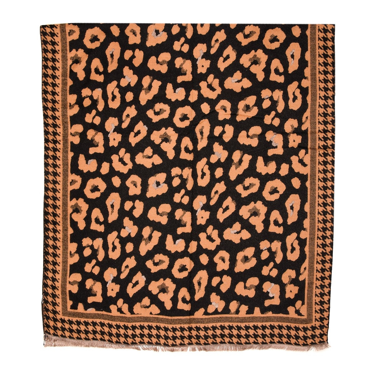 Brązowy Duży Szalik Damski bawełniany ciepły szal cętki AX-108