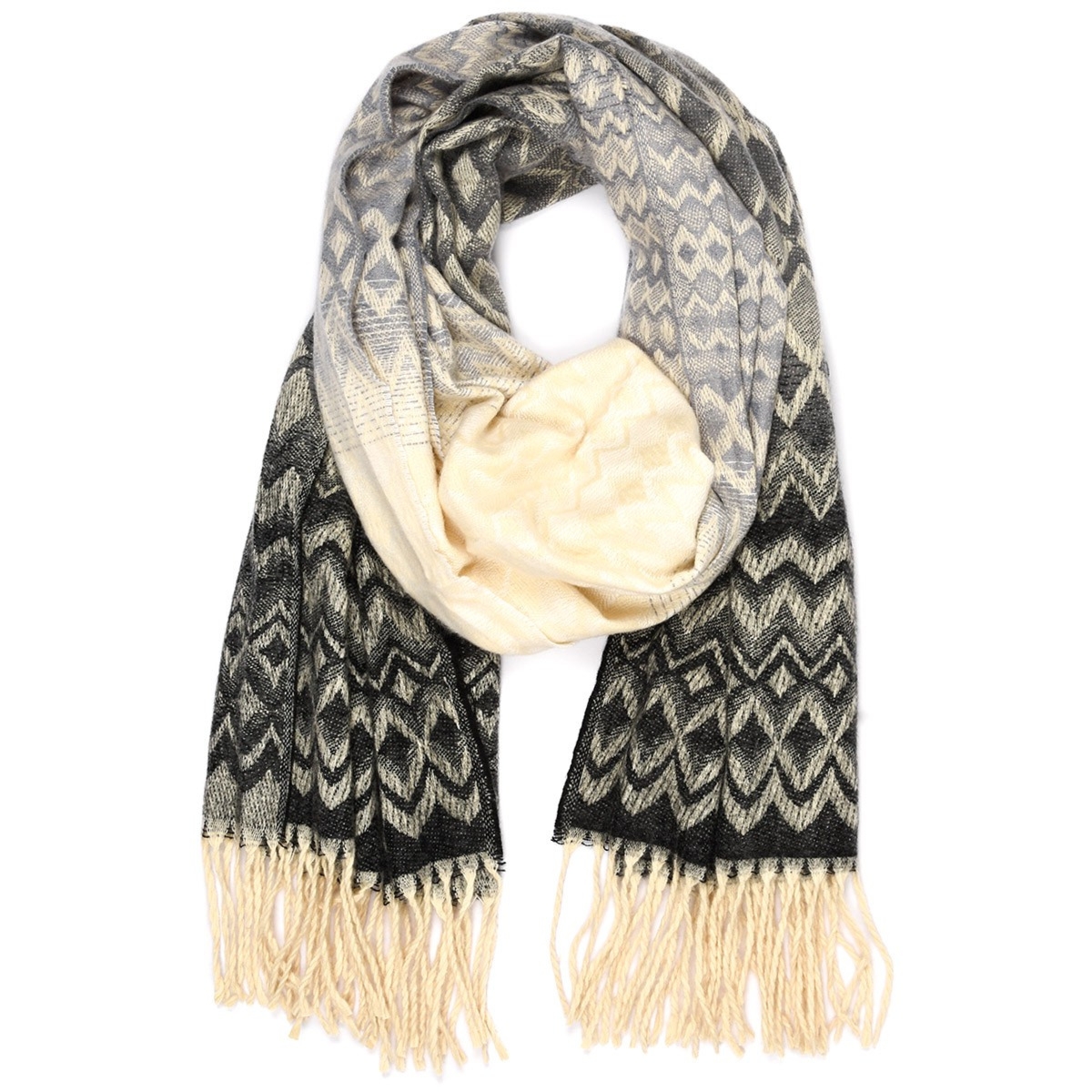 Czarny Duży Szalik Damski bawełniany ciepły szal jesień RE-64