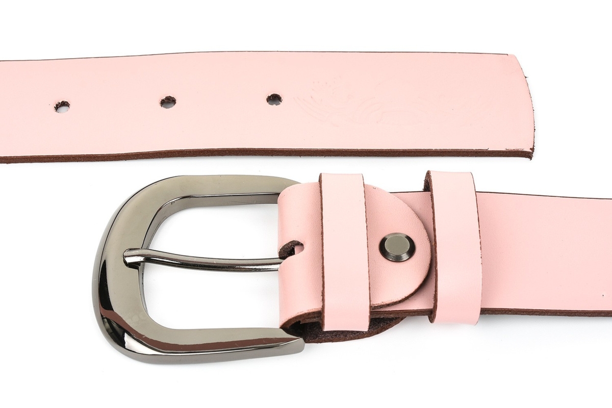 Beltimore skórzany damski pasek do spodni 4 cm różowy A70 : Kolory - różowy, Rozmiar pasków - r.80-95 cm