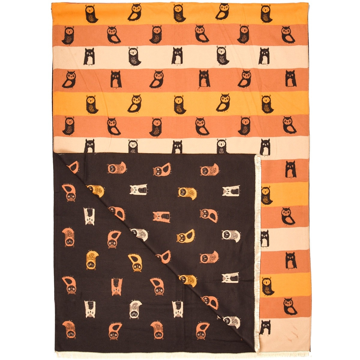 Pomarańczowy Duży Szalik Damski bawełniany ciepły dwustronny AX-122