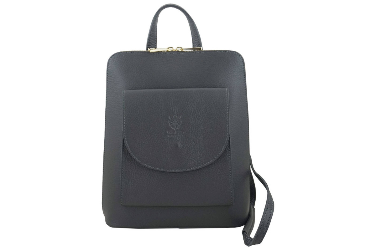 Plecak skórzany / listonoszka - Casual 2w1 - Szary ciemny