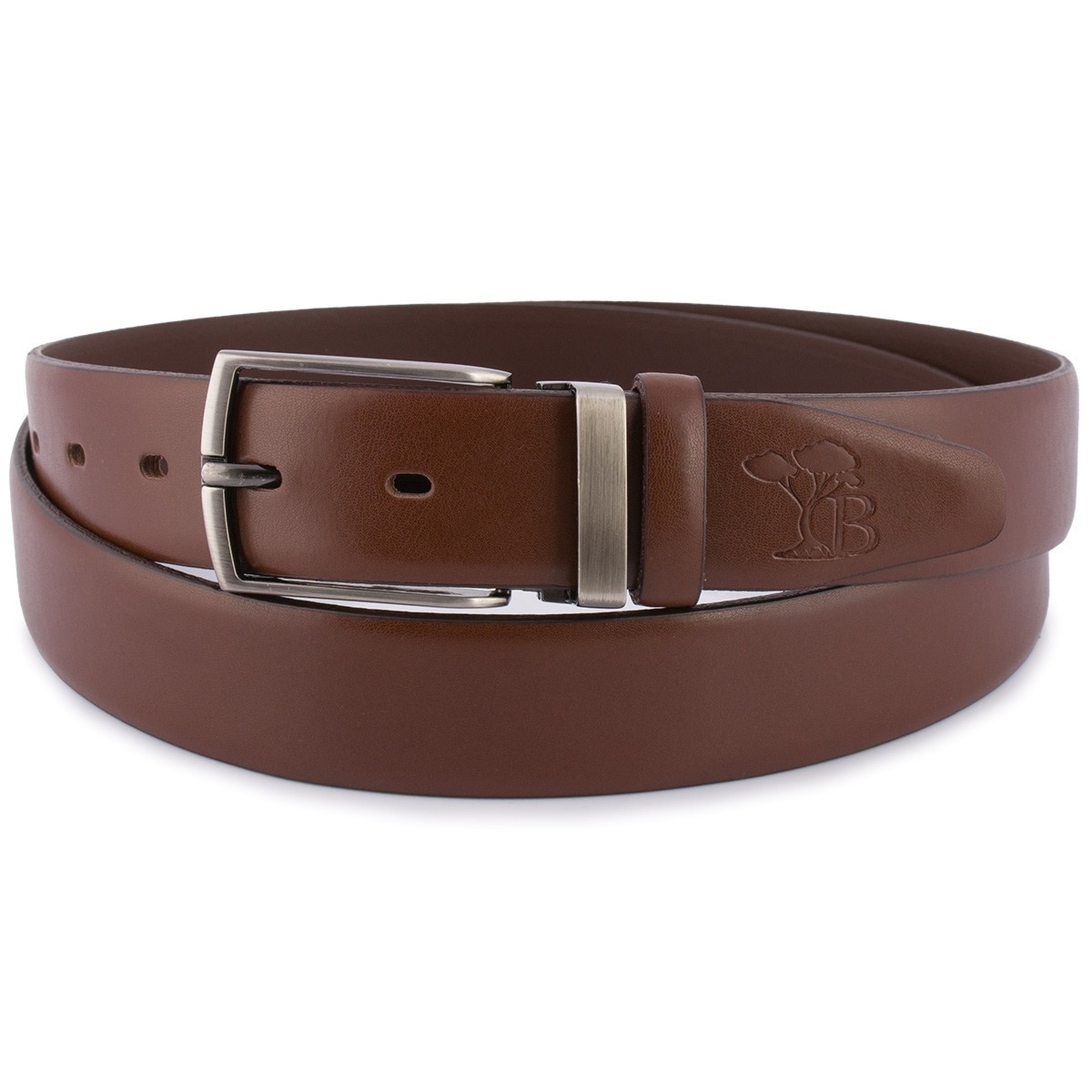 Pasek męski skórzany premium 3,5 cm casualowy brązowy skóra lico Beltimore brązowy E37 : Kolory - brązowy, beżowy, Rozmiar pasków - r.115-130 cm