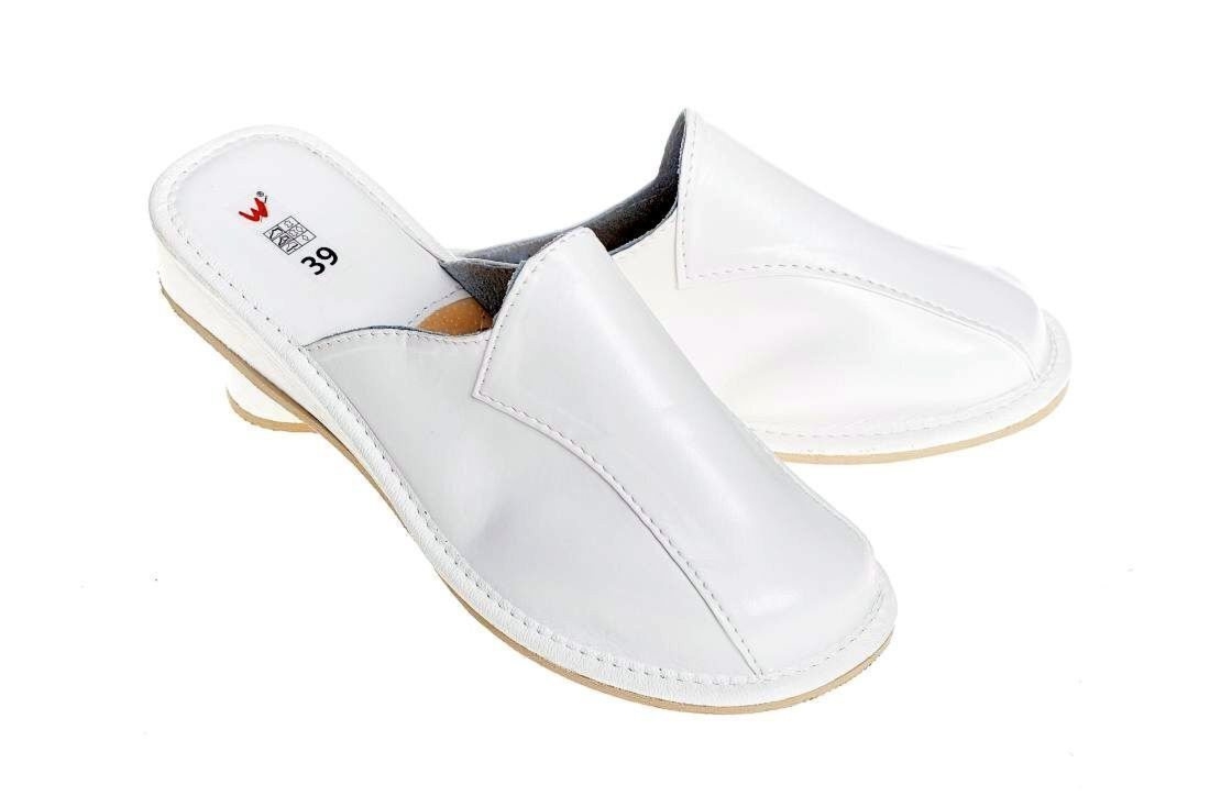 Wsuwane damskie skórzane pantofle zabudowane