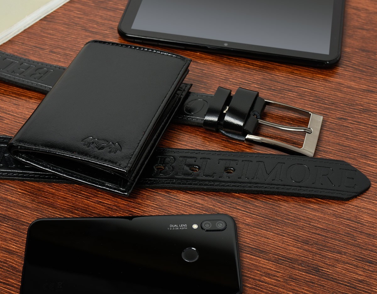 Zestaw męski skórzany premium Beltimore portfel pasek U01