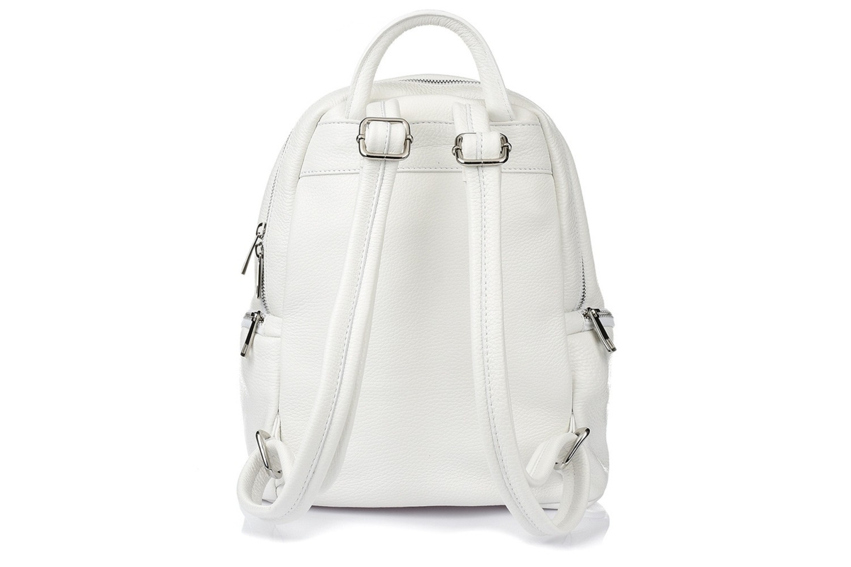 Kremowy Włoski Plecak Skórzany damski Skóra Naturalna U21