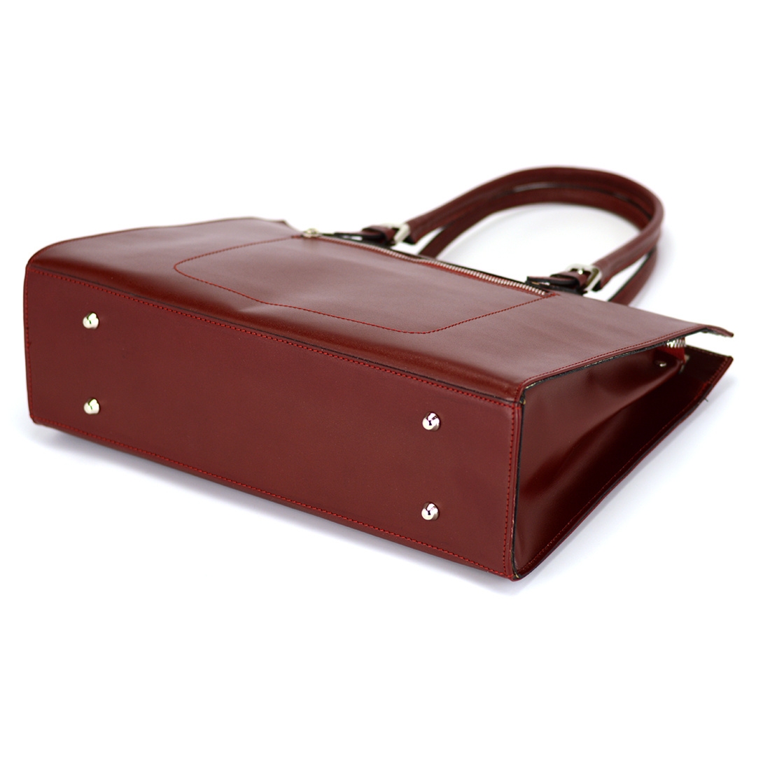 Vera Pelle damski kuferek skóra naturalna torebka do ręki duża kieszenie