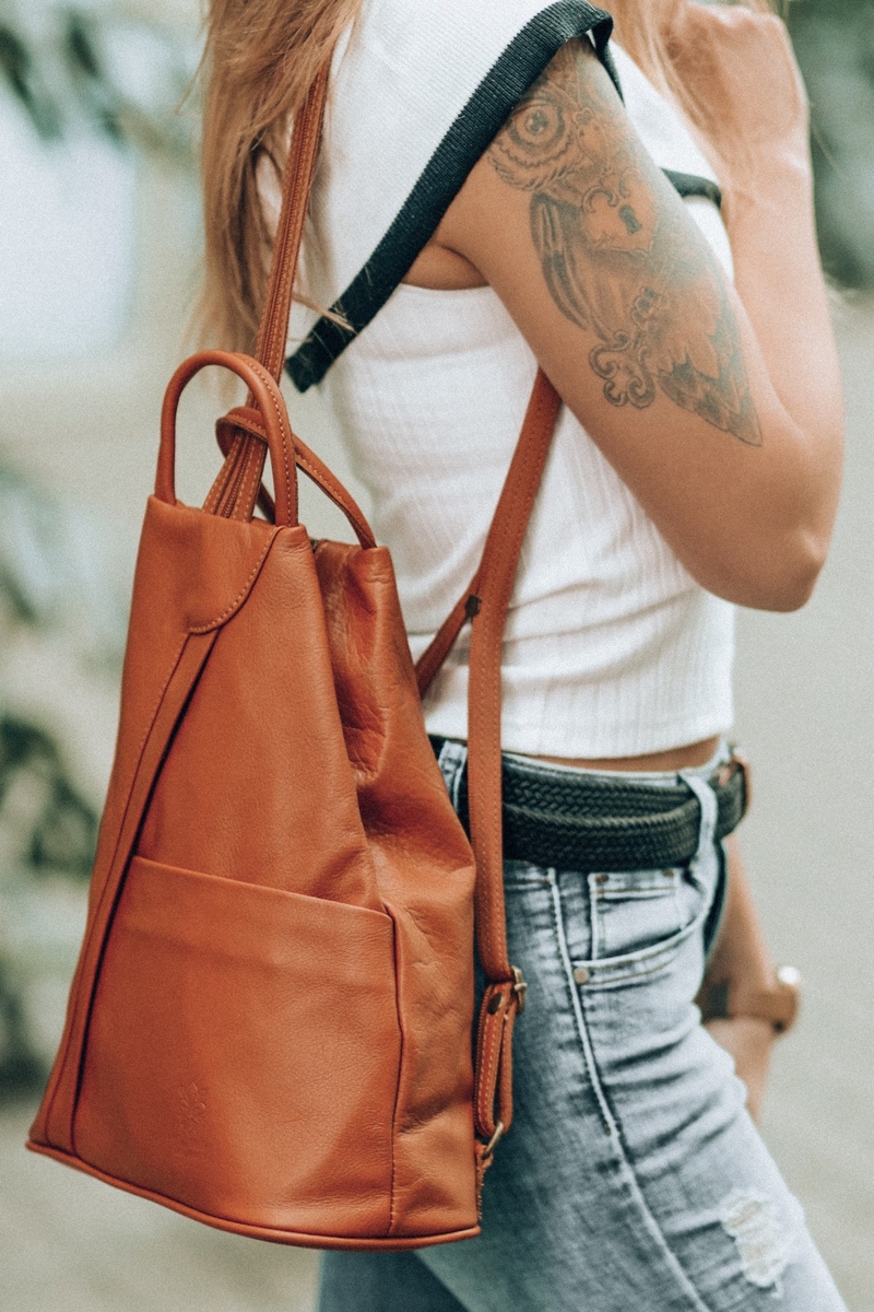 Vera Pelle damski plecak miejski skóra naturalna pojemny 4 kieszenie