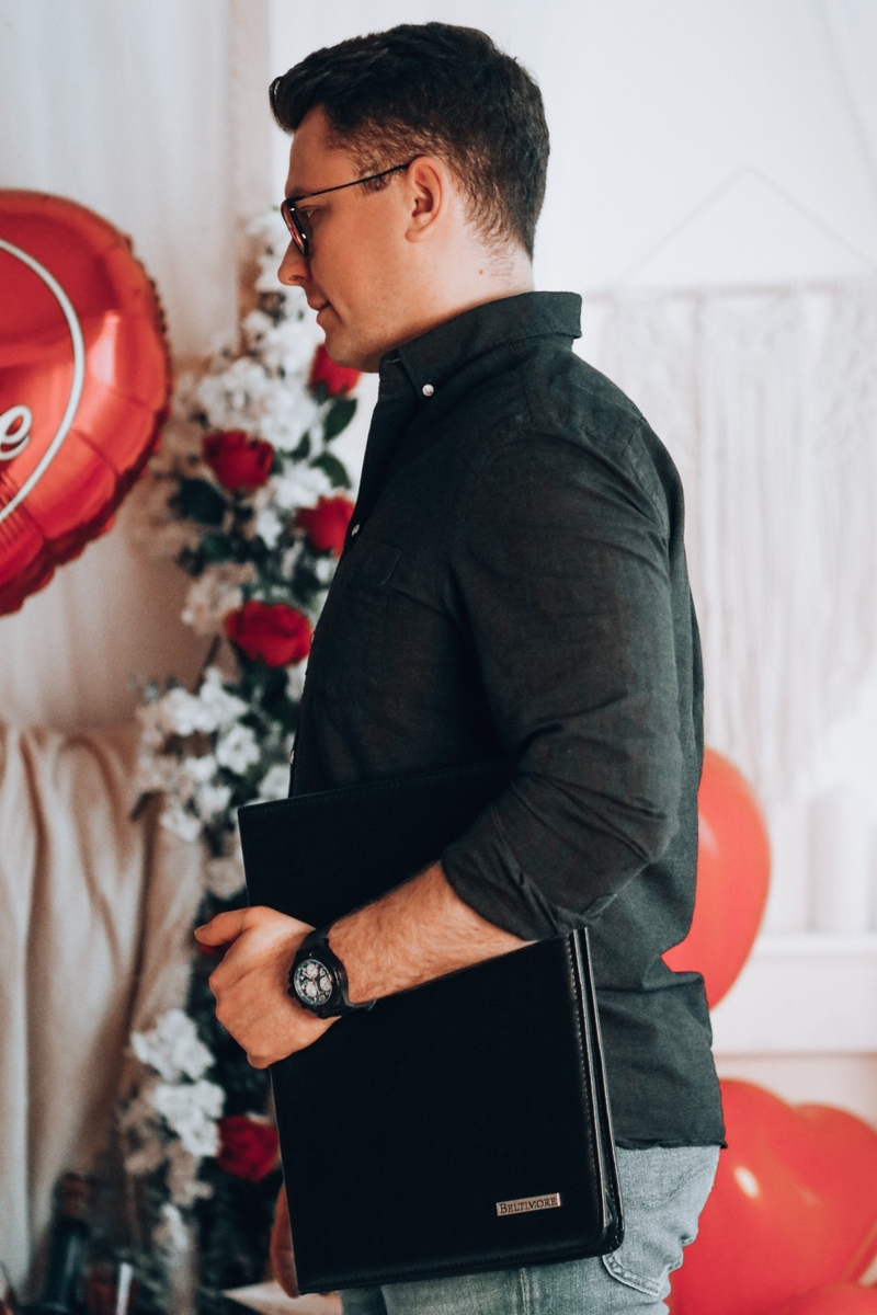 Granatowy Beltimore luksusowy męski biwuar aktówka teczka organizer dla handlowca I58