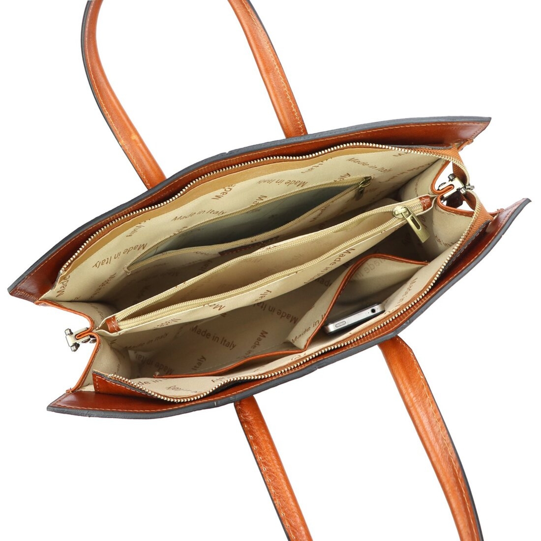 Florence Duża Damska skórzana torebka na dokumenty do pracy z paskiem