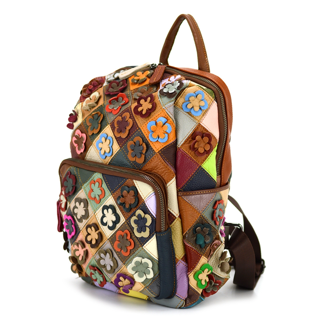 Magic Bags plecak skóra naturalna kolorowa mozaika damski miejski kieszenie