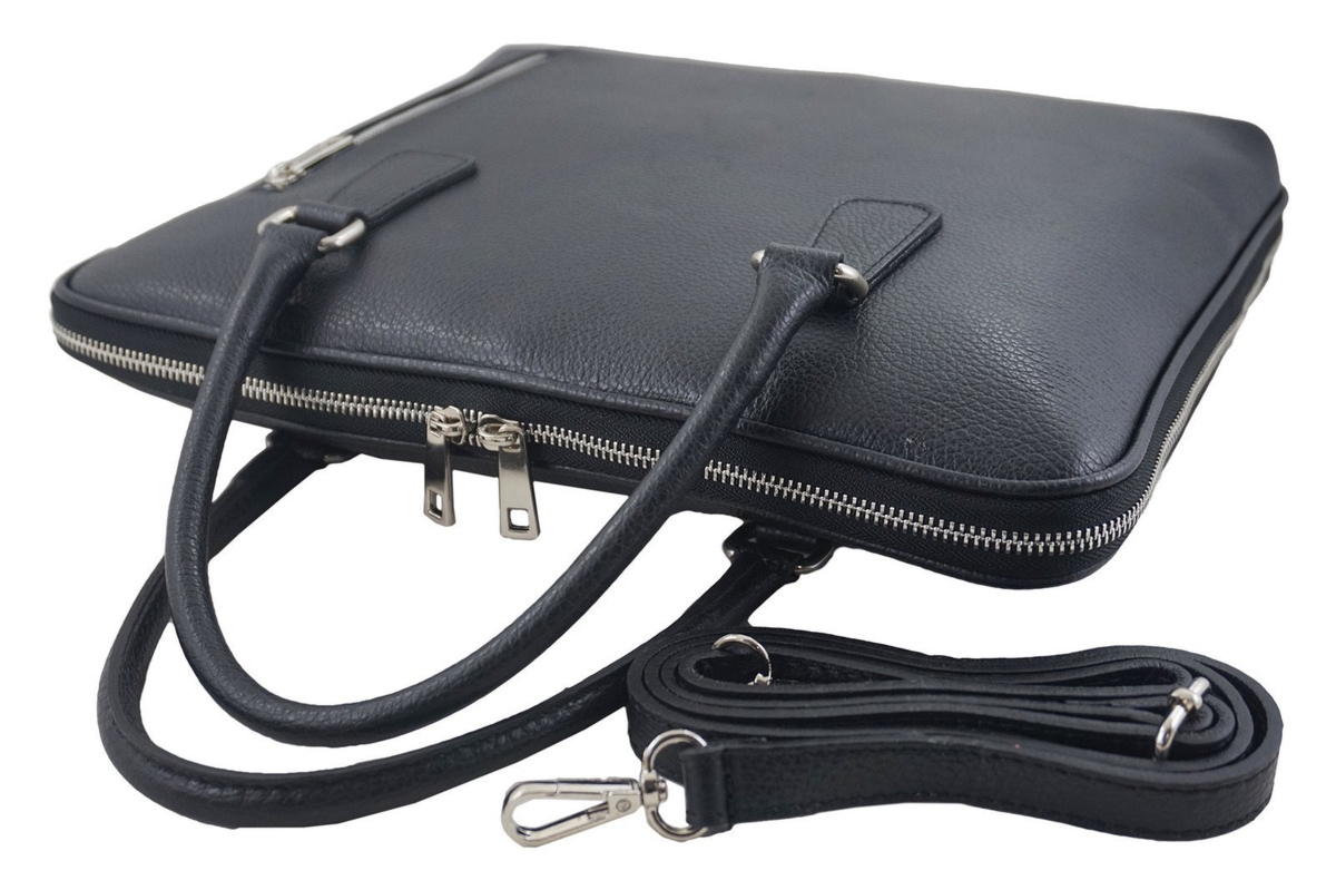 Skórzana torba na laptopa Casual - Beżowa ciemna