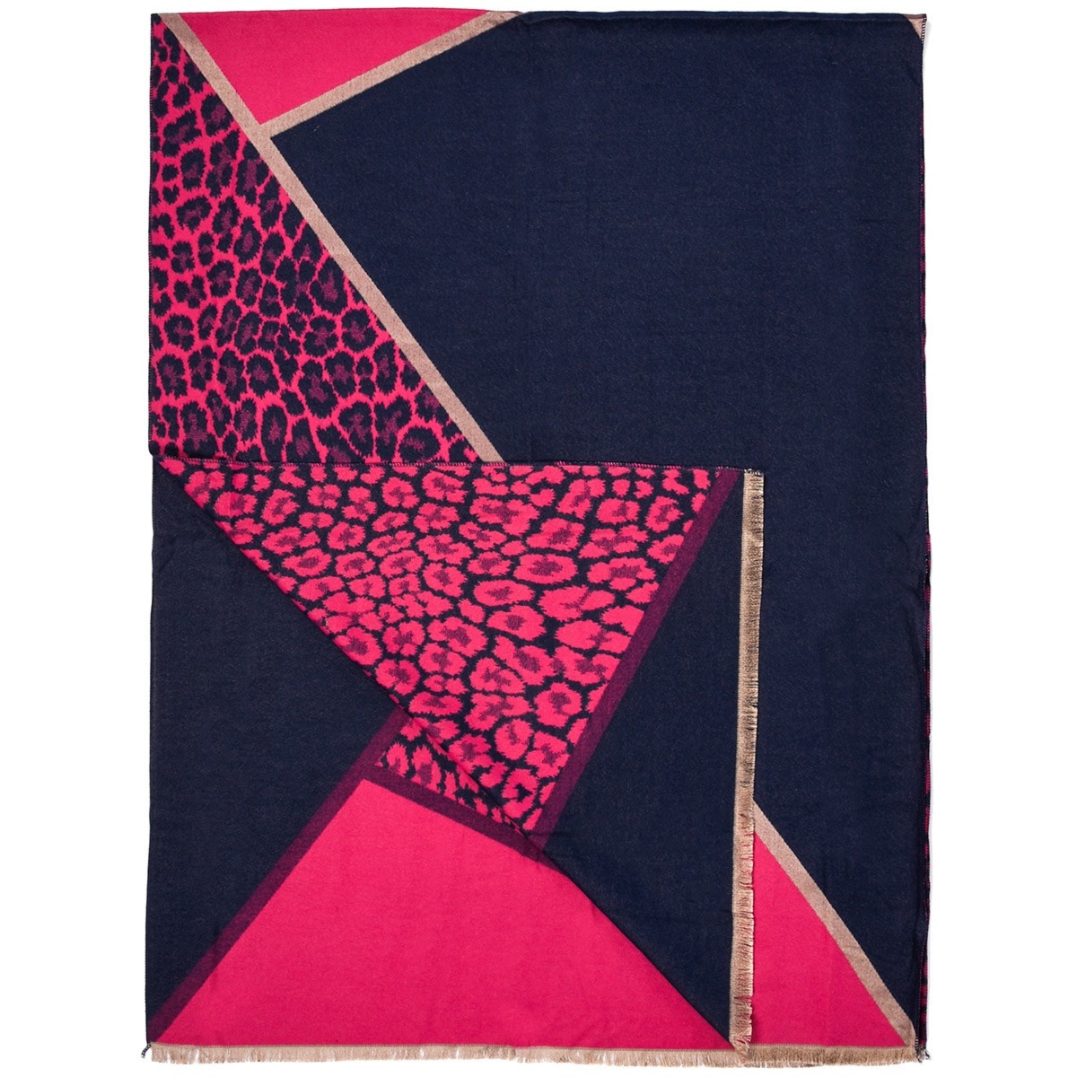 Różowy Duży Szalik Damski bawełniany ciepły dwustronny geometria AX-126