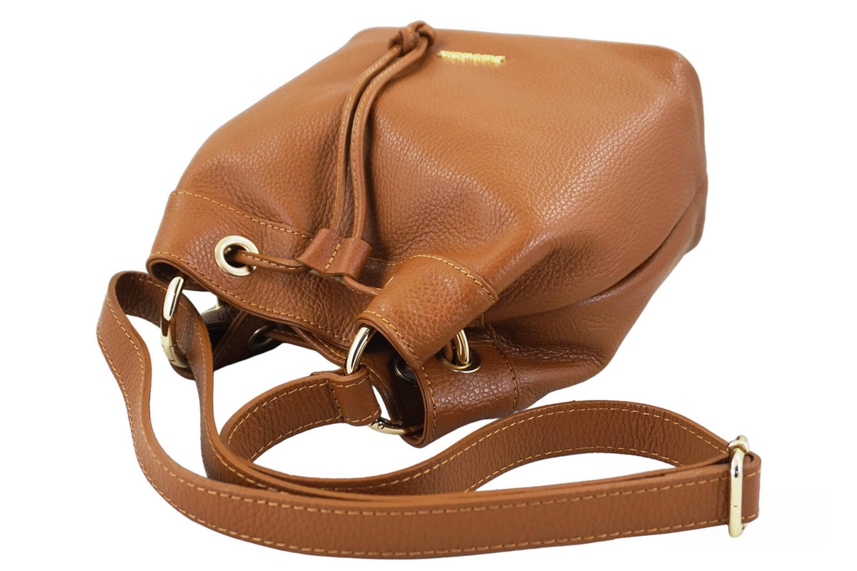 Torebka skórzana / mini worek - Brązowa jasna