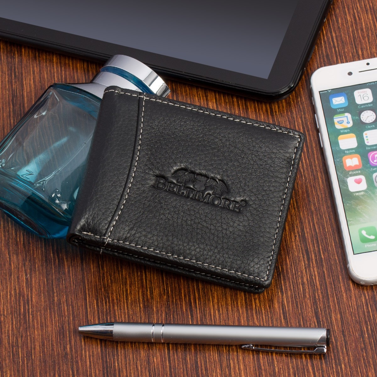 Portfel skórzany męski mały brązowy Beltimore z RFiD L54