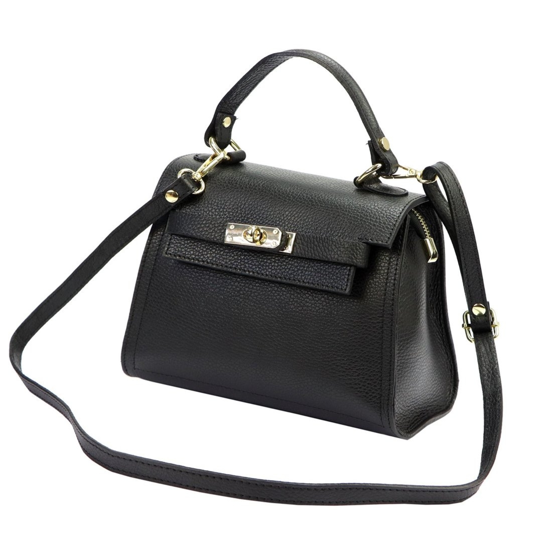 Luka Damski skórzany mały kuferek torebka na ramię z paskiem i uchwytem