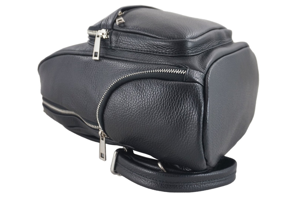 Plecak skórzany damski CASUAL - Szary ciemny