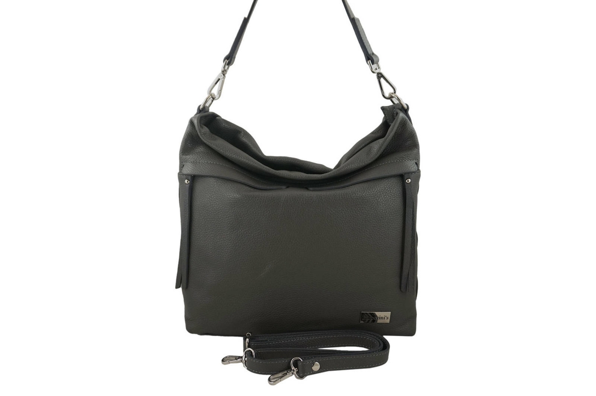 Miękka torebka worek na ramię - Szara ciemna