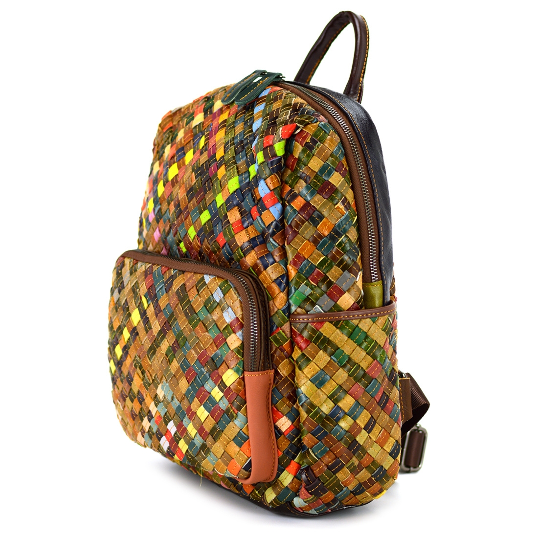 Magic Bags plecak skóra naturalna kolorowa mozaika damski miejski kieszenie