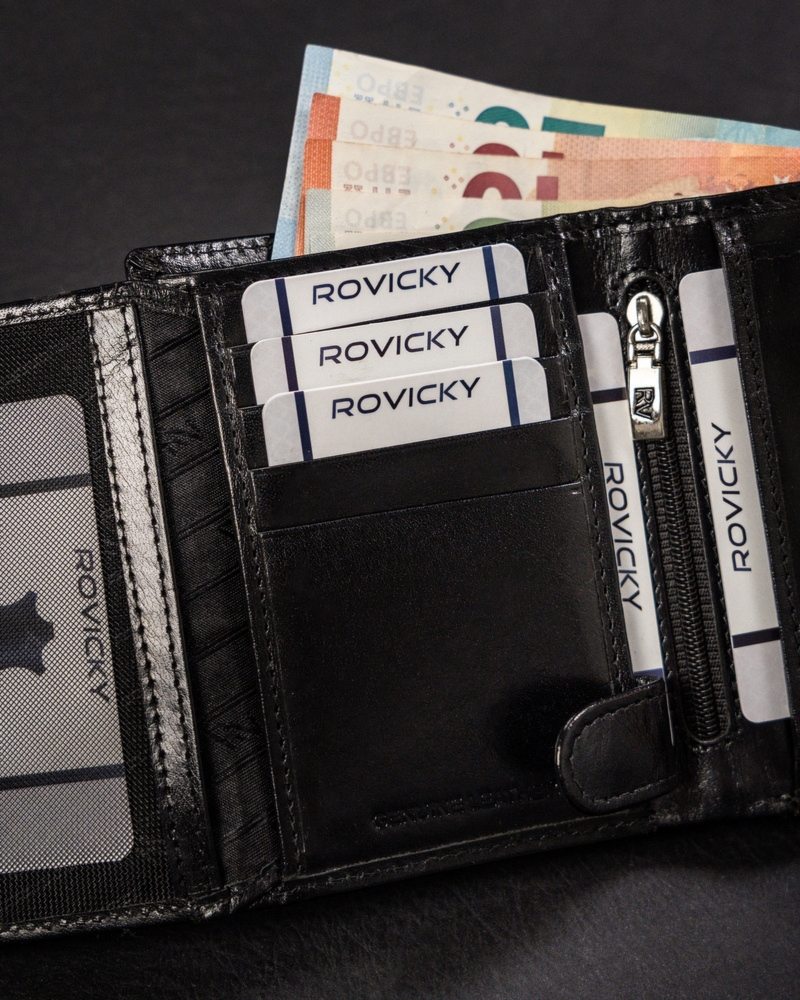 Skórzany pojemny uniwersalny portfel Rovicky RFID
