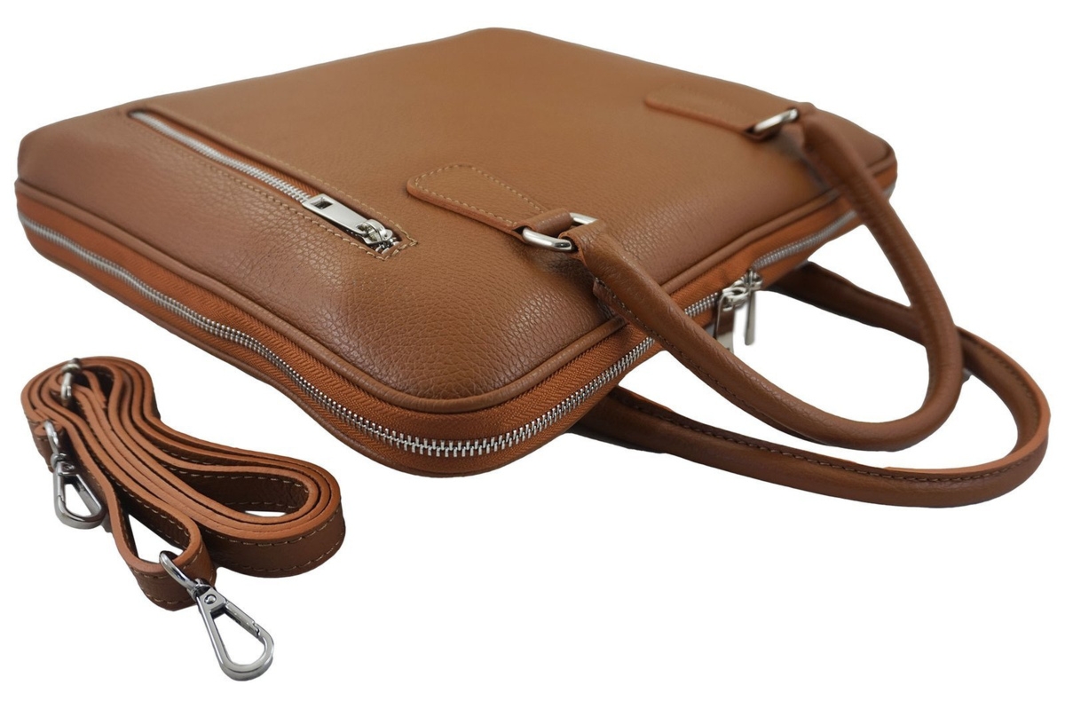 Skórzana torba na laptopa Casual - Brązowa jasna