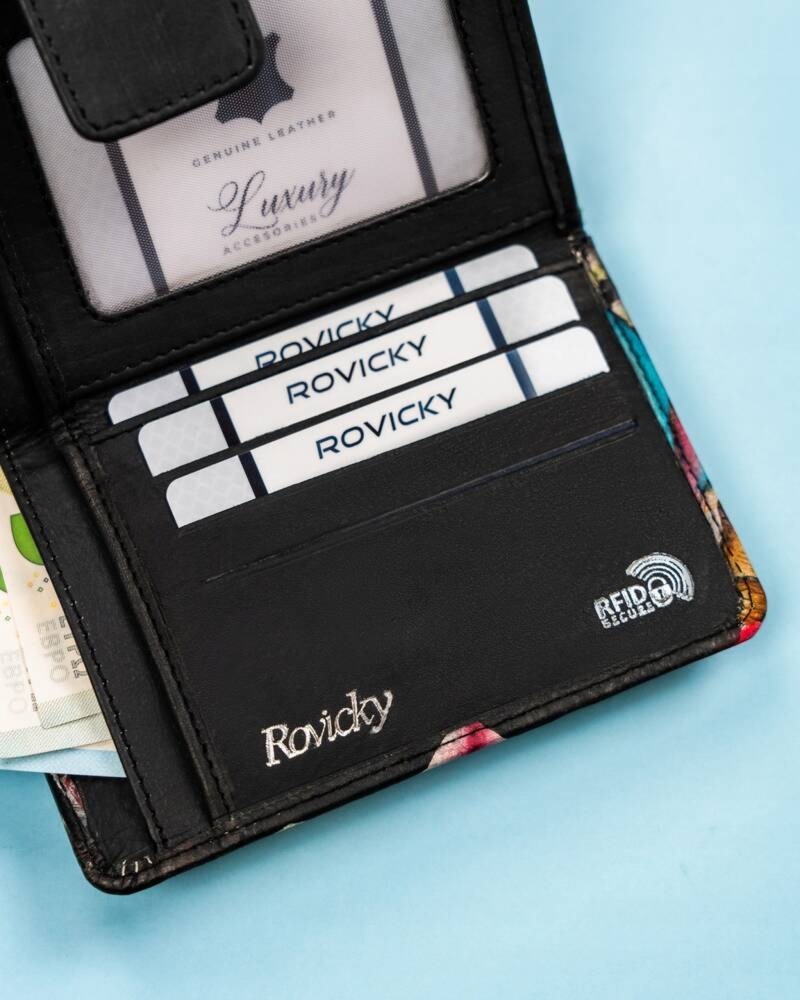 Prezent na Dzień Kobiet. Portfel damski skórzany Rovicky R-N109-ART-20