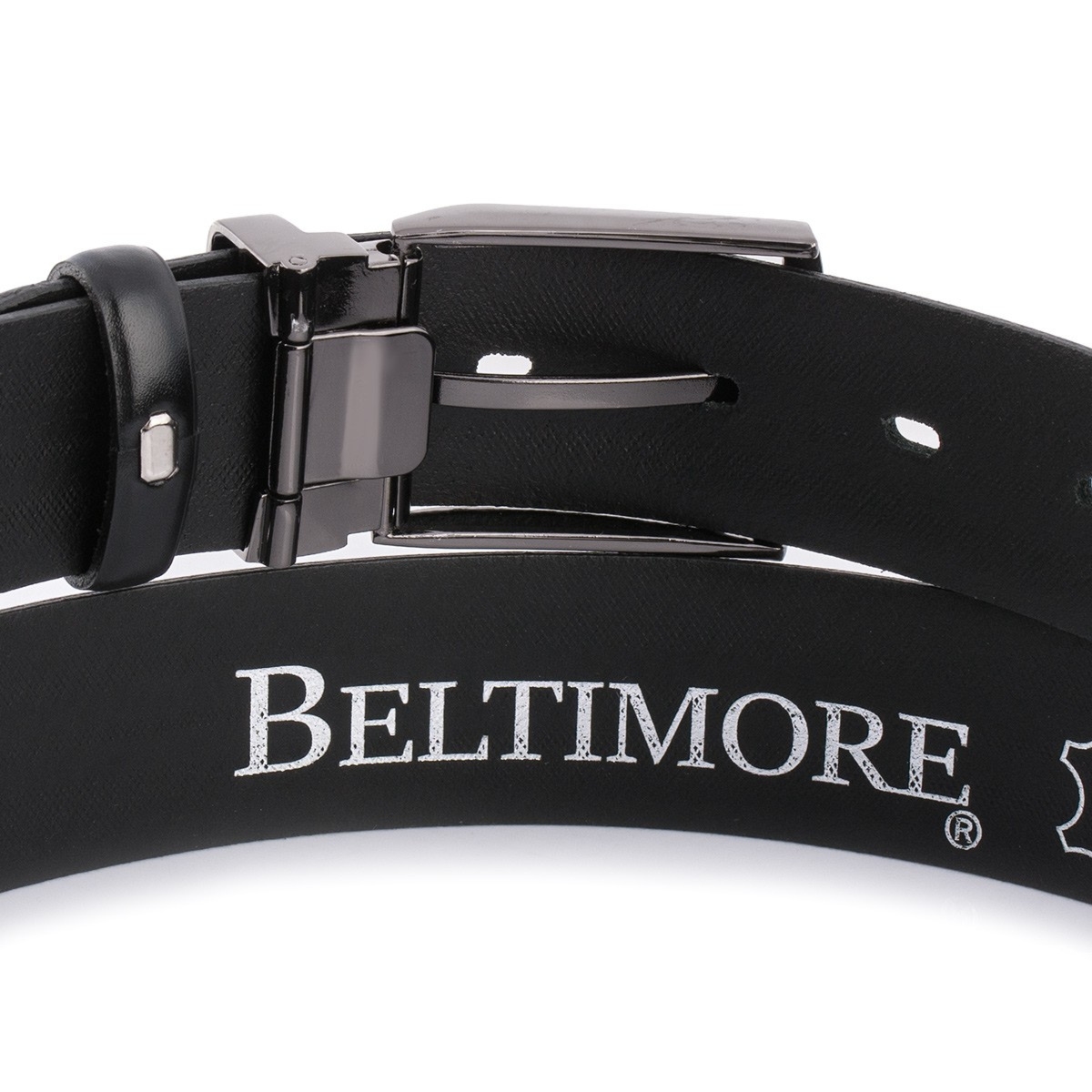Pasek męski skórzany premium 3,5 cm skóra licowa Beltimore czarny E42 : Kolory - brązowy, beżowy, Rozmiar pasków - r.115-130 cm