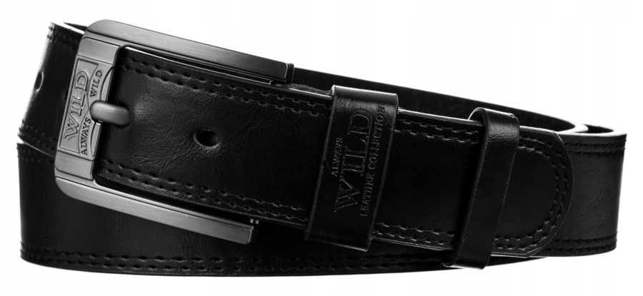 Skórzany pasek męski z klasyczną klamrą Wild